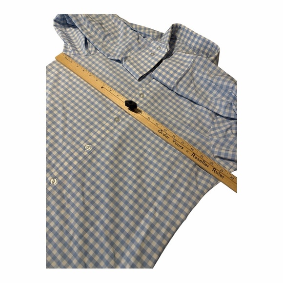 Mizzen + Main Trim Fit Gingham Blue White Long Sleeve Button Down Size Large DO1 - Picture 4 of 6